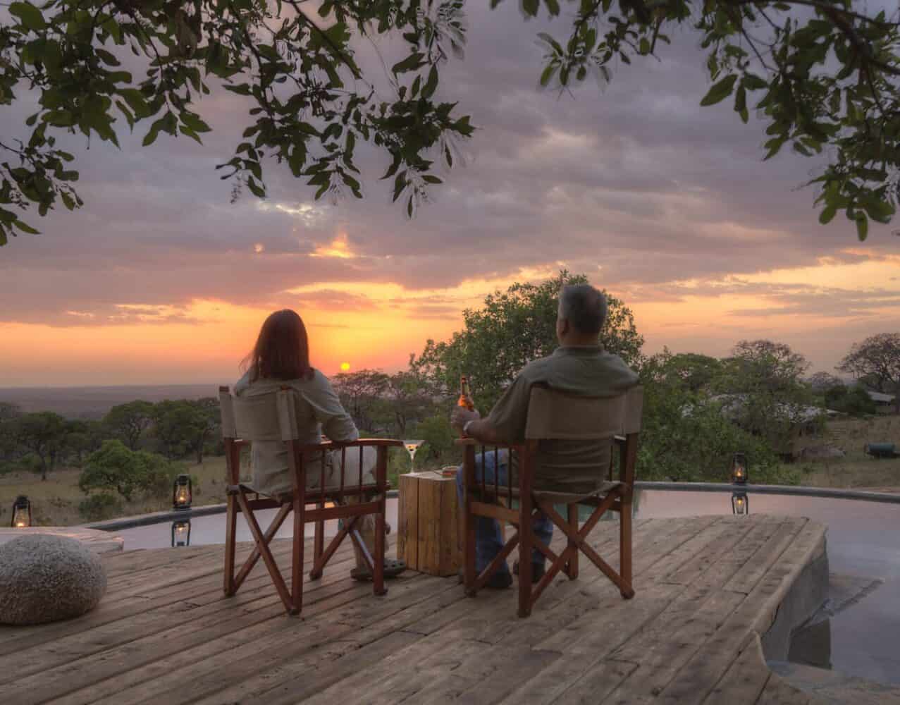 Around Serengeti Bushtops, we are blessed by several glorious spots from which to see the sunset. One lies beneath a beautiful acacia. 